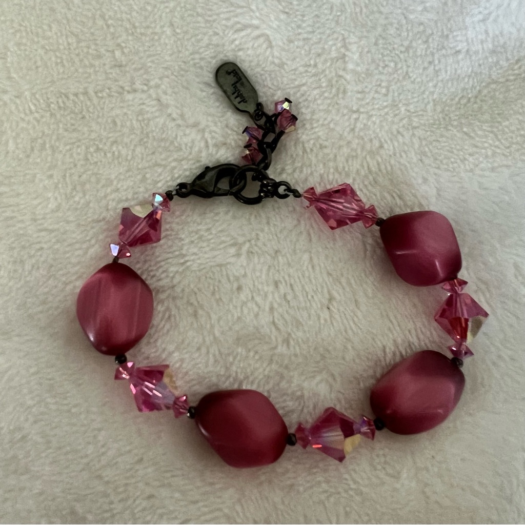 Dabby Reid Pink Crystal And Beaded Bracelet With Hang Tag